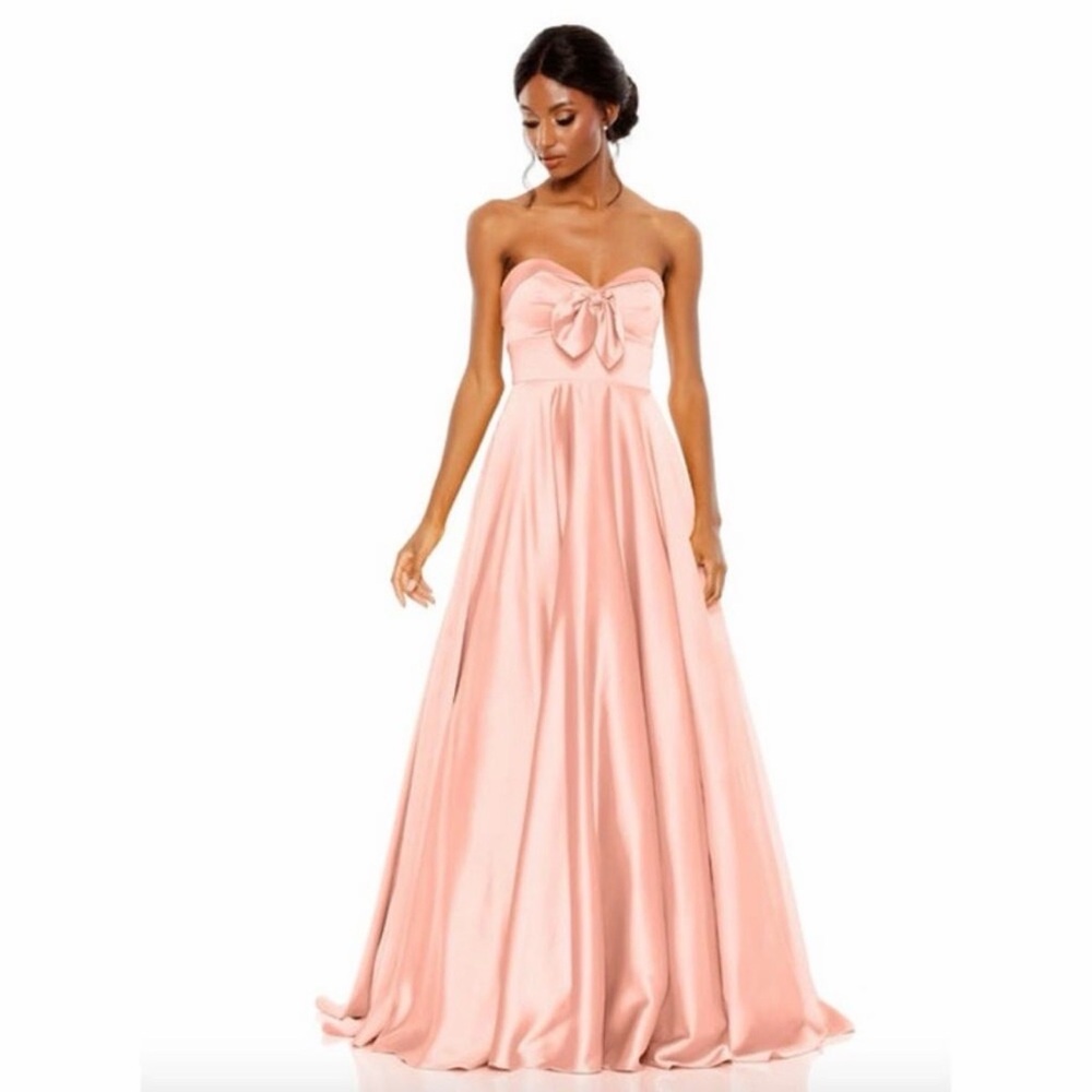 MAC DUGGAL Dress Size 8 Evening Gown NEW Blush Pink Bow Sweetheart Strapless